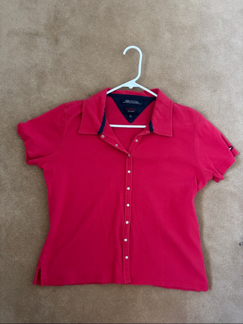 EUC Vintage Tommy Hilfiger Red Short-Sleeve Button down women’s